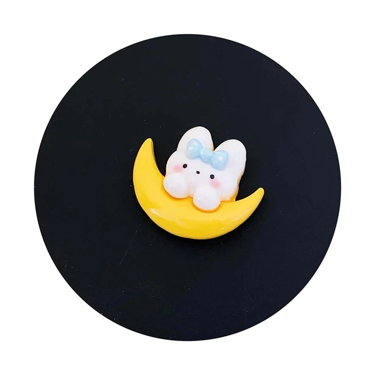 Rabbit Lying To Moon Resin Cabochon